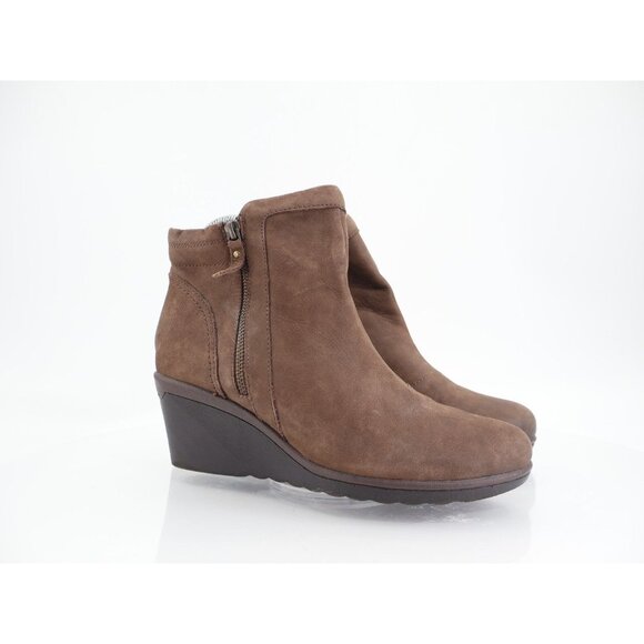 Earth Cardinal Ankle Boot Women's Size 10 Stone Brown Leather Wedge Bootie - Picture 2 of 13